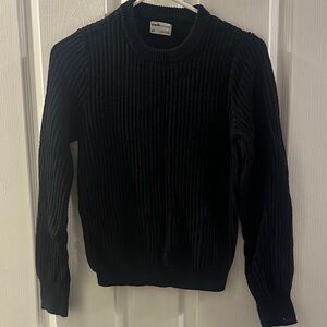 Frank & Oak Black Ribbed Crewneck Sweater